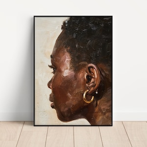 Black Wall Art, Melanin Woman Print, African American Digital Art, Modern Boho Decor, Black Girl Magic Portrait