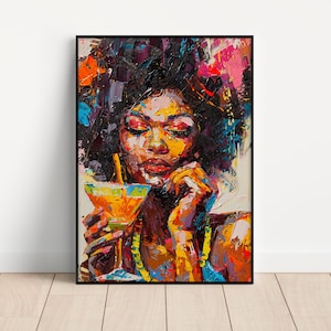 Black girl art, black wall art, black woman wall art, black woman art, african american wall art, black art print, Wine, digital download