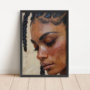 Black Woman With Braids, African American Wall Art Digital Download, Black Woman Wall Art, Afrocentric Home Decor, Black Art