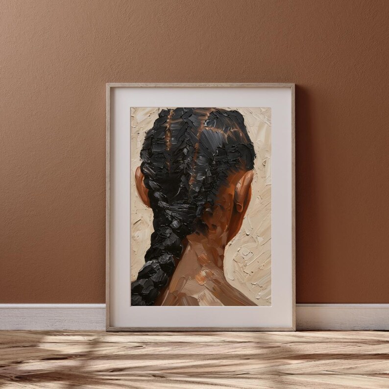Black Woman Cornrows Art Print | Afrocentric Hair Portrait Wall Art ...
