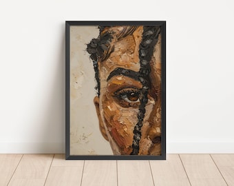 Frau Zöpfe Kunstdruck | Afrocentric Haar Porträt Wand-Dekor | Digitaler Download