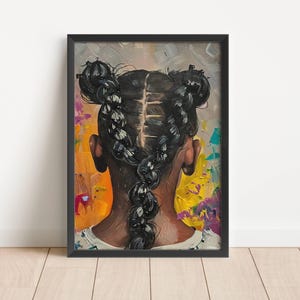Black Girl Hair Artwork, Wall Art for Black Girls, Black Girl Braids Room Decoration, Gift For Black Girls