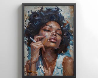 Modern Afrocentric Portrait Print | Bold Black Woman Wall Art | Digital Download