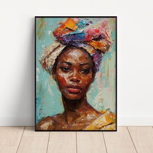 Afrocentric Black Woman Print, Melanin Wall Art, Abstract African American Art, Aesthetic Home Decor