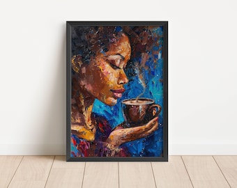 Contemporary African American Wall Art | Black Woman Portrait Print | Digital Download