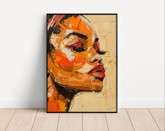 Modern Black Woman Minimalist Print | African American Wall Art | Digital Download