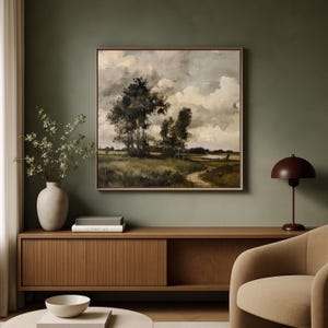 Dutch Landscape Painting Digital Download, Countryside Painting Download, Oil Painting, Vintage Home Decor, Cottage Wall Art, Landscape Art