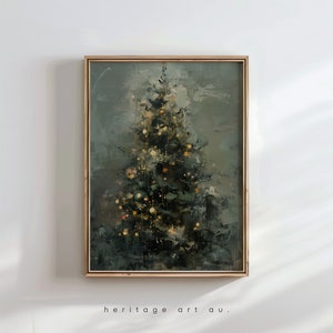Antique Vintage Christmas Tree, Festive Holiday Art, Rustic Christmas Fire Place Art, Oil Painting Digital Download Printable, Festive Tree