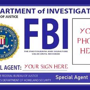 Supernatural Personalisierbar Fake FBI Karte