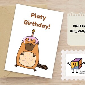 Punny Schnabeltier Printable Geburtstagskarte | Digitaler Download | 13x20 Grußkarten | Digitale Geburtstagskarte | Geburtstag! | Witzige Karte