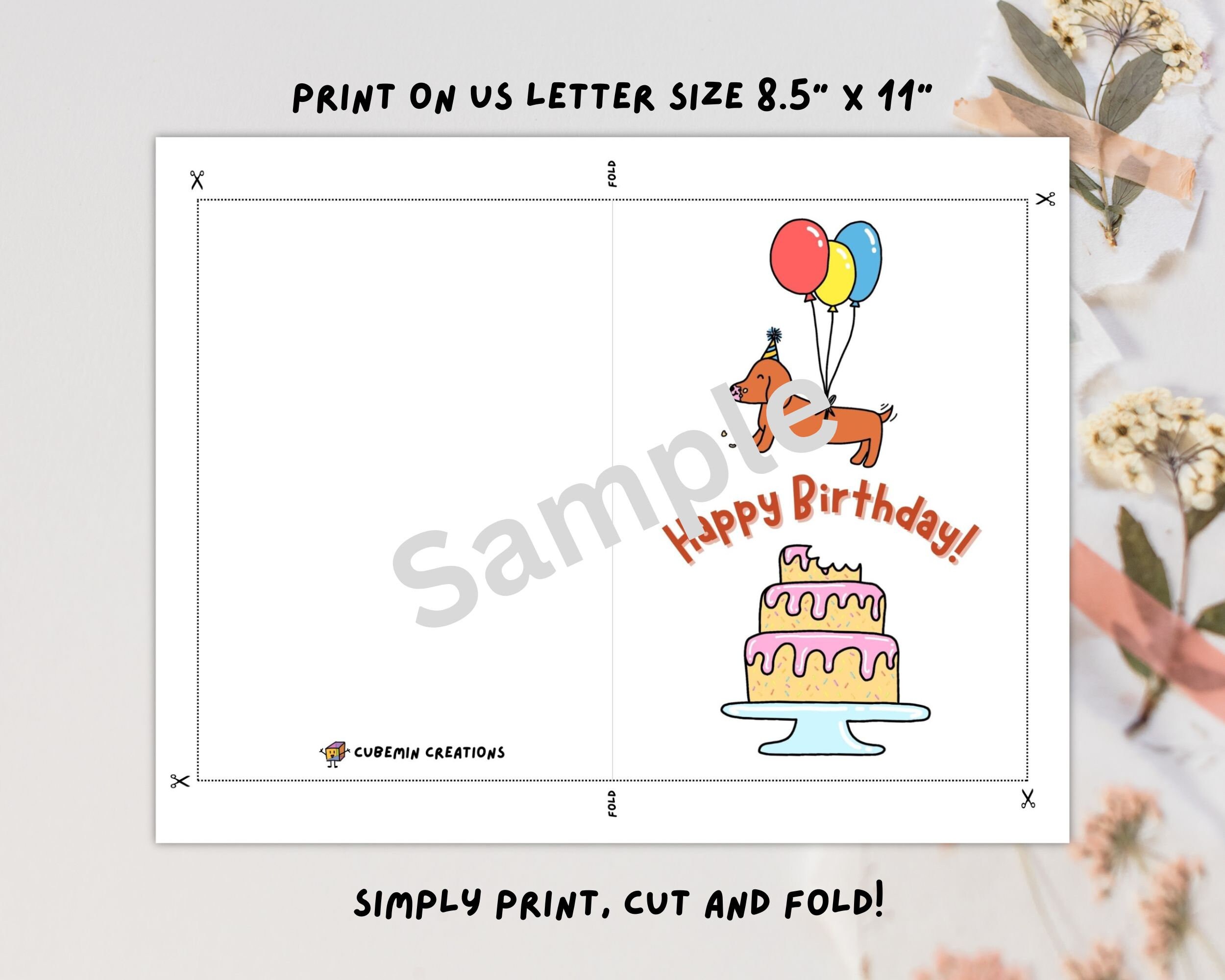 Funny Dachshund Printable Birthday Card Digital Download 5 X 7 Greeting ...