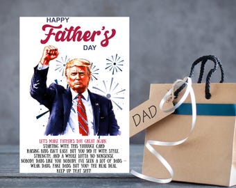 Divertida tarjeta de Trump para el Día del Padre, tarjeta patriótica GIGANTE de Trump de 5x7 para papá, tarjeta personalizada para papá, tarjeta personalizada para el Día del Padre, Feliz Día del Padre.