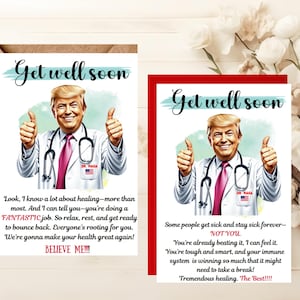 Carte Trump Get Well, 5 x 7 cartes de voeux Trump MAGA Doctor, humour conservateur, cadeau partisan de Trump, carte de retraite personnalisée
