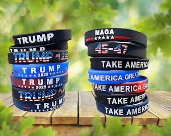Braccialetto in silicone Trump 2025, braccialetto con stampa MAGA, regali scherzosi Trump, regalo di Natale per sostenitori di Trump MAGA