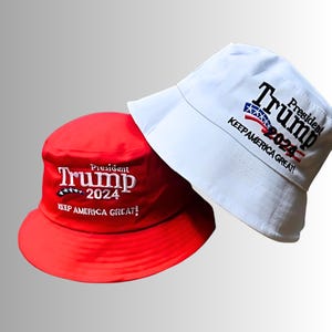 Trump 2024 Bucket Hat: Embroidered MAGA Cotton Summer Hat