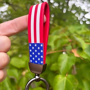 USA Flag Keychain, Patriotic Keychain, American Flag Stars & Stripes Key Fob, Custom USA Keychain, Father&#39;s Day Custom Gift, Gift For Him