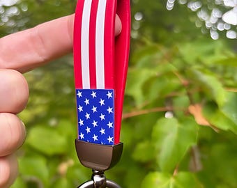 USA Flag Keychain, Patriotic Keychain, American Flag Stars & Stripes Key Fob, Custom USA Keychain, Father's Day Custom Gift, Gift For Him