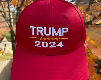 Gorra de camionero Trump 2024, gorra deportiva Trump bordada, snapback rojo MAGA