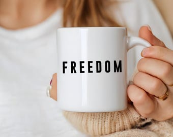 Patriotic Freedom Coffee Mug: Double-Sided Sublimation, Handmade Ceramic