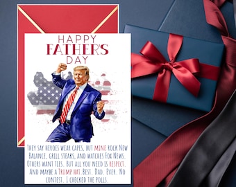Tarjeta divertida de Trump para el Día del Padre, personalizada y hecha a mano de 5x7, regalo para el Día del Padre, divertida tarjeta de Trump para papá, Día del Padre MAGA