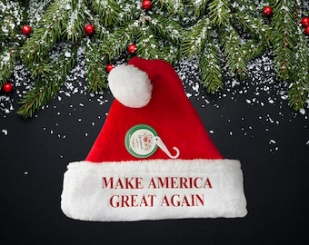 Handmade Trump Christmas Santa Hat, Make Christmas Great Again Party Hat, Customizable Santa Christmas Hats, Holiday Family Matching Hat