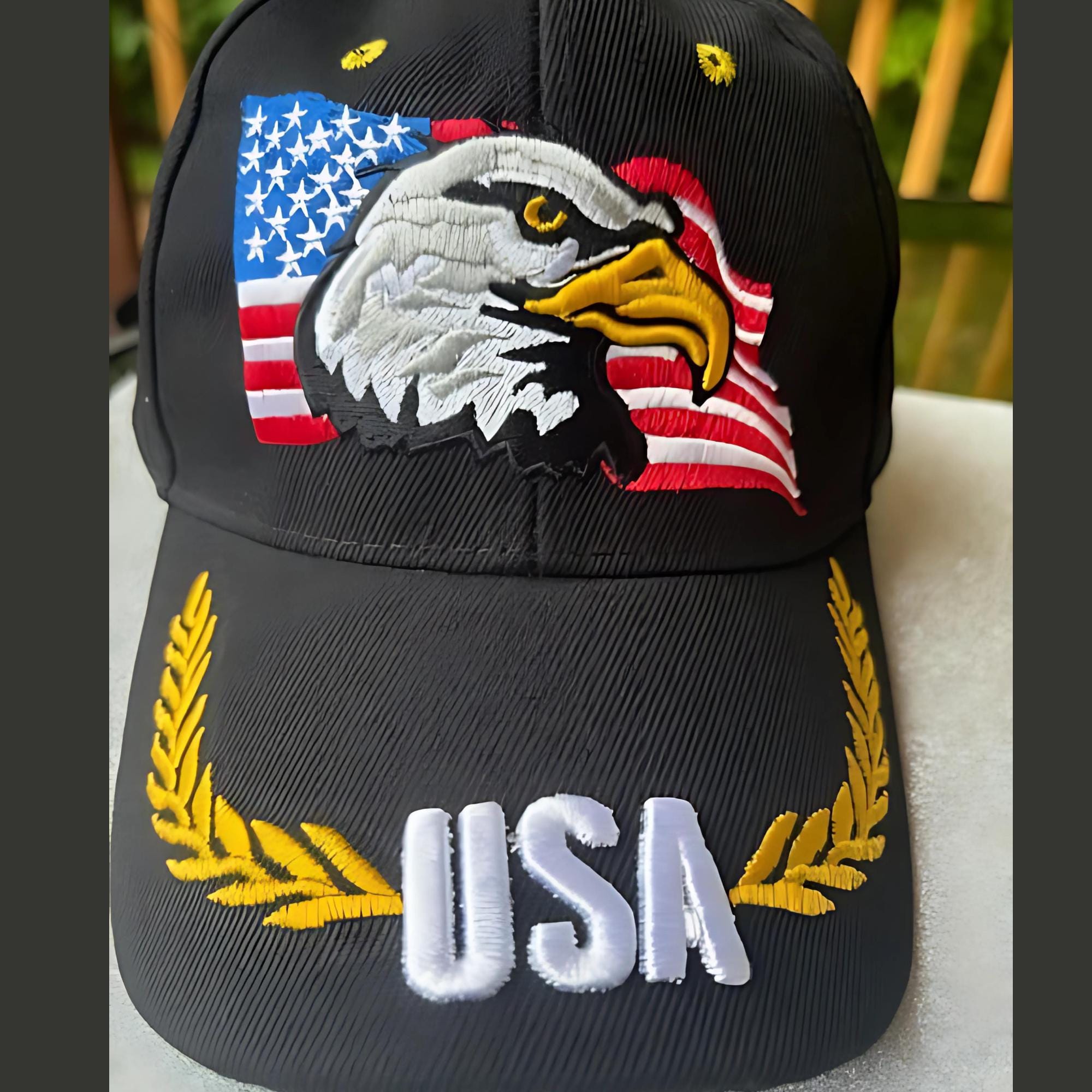 Cappellino Baseball American Bald Eagle USA - Nero, Bandiera Americana, Taglia Unica