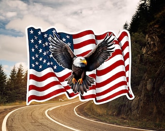 Adesivo per auto con bandiera americana e aquila: adesivo patriottico riflettente in vinile