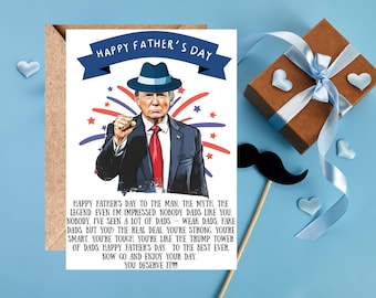 Tarjeta divertida del Día del Padre de Trump: Regalo MAGA para papá, personalizada