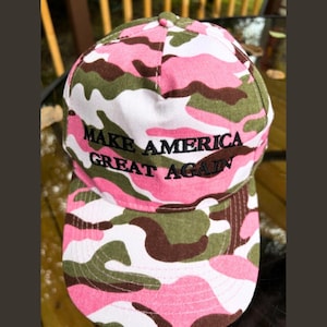 MAGA Camo Hat: Trump 2024 Embroidered Pink Camouflage Baseball Cap