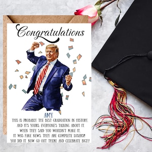 Personalisierte Trump-Abschlusskarte, lustige MAGA-Abschluss-Glückwunschkarte, 5x7 lustige handgemachte vorsichtige Abschlusskarte, lustiges bestandenes Geschenk
