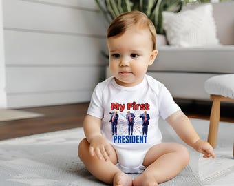 My First President Baby Onesie, Trump Baby Body Suit, Patriotic Baby Gifts, Funny Conservative Baby Tops,