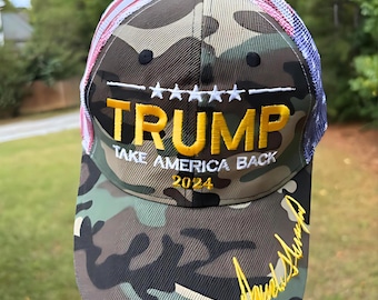 Trump 2024 Camo Baseball Cap: Embroidered MAGA Hat