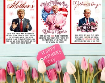 Biglietto di auguri per la festa della mamma con Trump, biglietto politico divertente di Trump 5x7, Rendiamo di nuovo grande la festa della mamma, regalo divertente per la festa della mamma, regalo per la festa della mamma con Trump