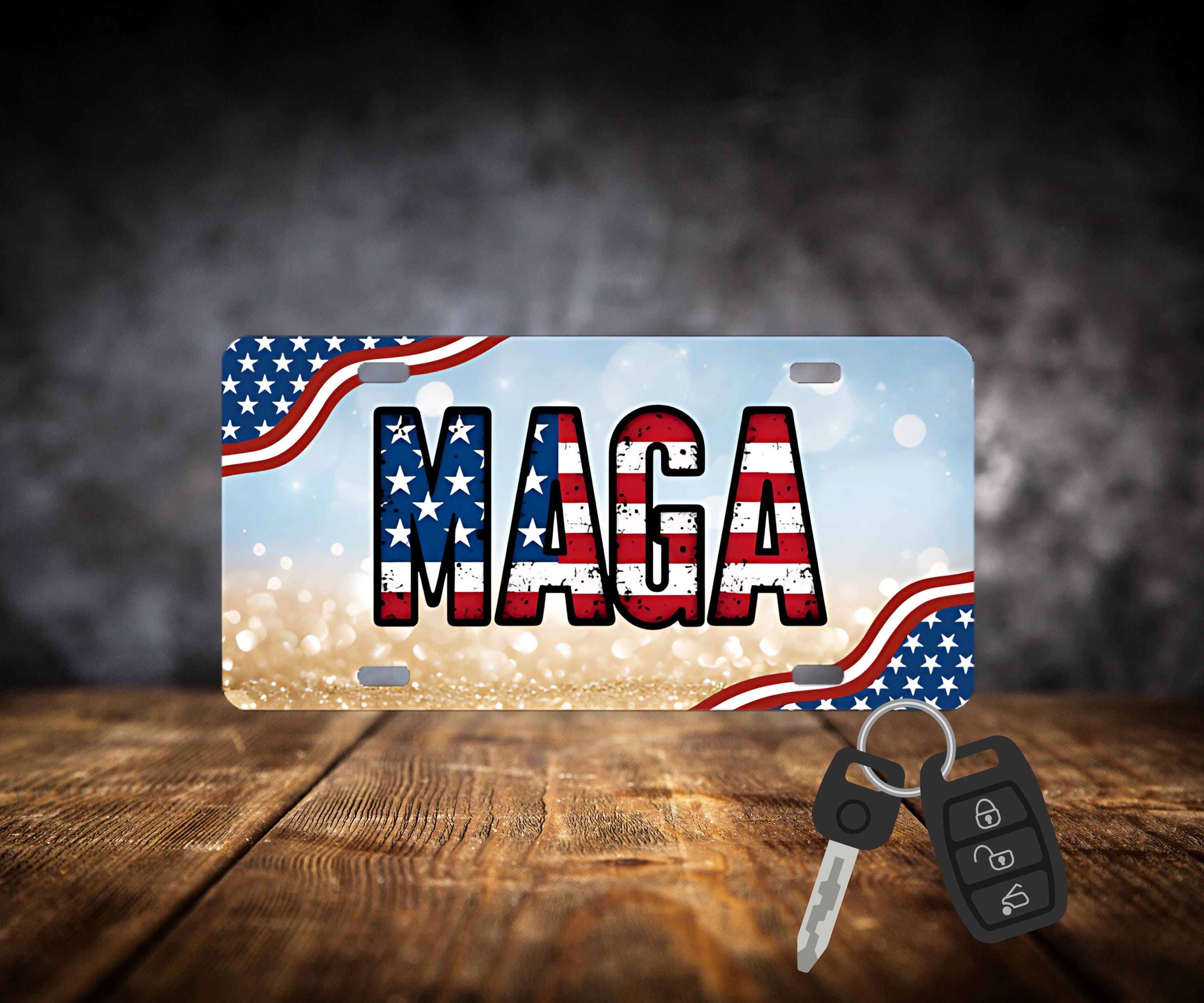 Matrícula Personalizada BLVD – Bandera Americana Y Punisher Trump 2024 (Grabada Láser Aluminio)