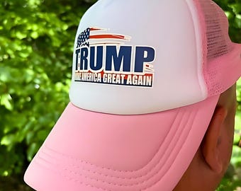 Trump 2024 Trucker Hat: Pink MAGA Republican Gift