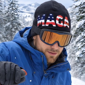 Unisex MAGA Knit Beanie, Trump Supporter Winter Hat, Trump White Elephant Gift, Gag Gift Idea, Trump Christmas Gift Idea, Stocking Stuffer