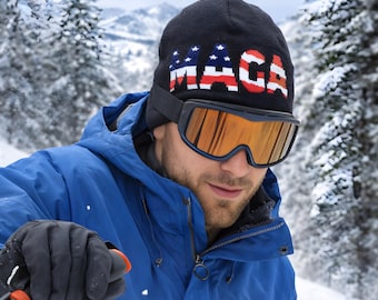 Unisex MAGA Knit Beanie, Trump Supporter Winter Hat, Trump White Elephant Gift, Gag Gift Idea, Trump Christmas Gift Idea, Stocking Stuffer
