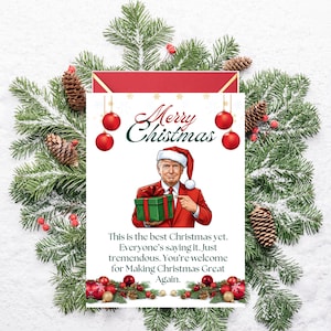 Funny Trump Christmas Card: MAGA Santa, Personalized Xmas Greeting