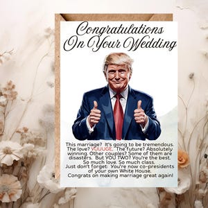Cartão de casamento engraçado de Trump, Cartão de chá de panela engraçado, Presente de casamento de Trump, Presente de casamento conservador, Presente de chá de panela engraçado, Presente de casamento