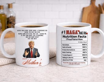 Taza del Día de la Madre de Trump, Regalo para Mamá Trump, Taza para Mamá Patriota Orgullosa, Regalo Divertido para Mamá Conservadora, Taza de Café del Día de la Madre, Regalo para Mamá Trump MAGA