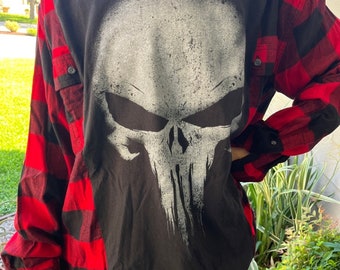 Pop Culture Flannel shirt / sweatshirt oversized style upcycled one of a kind XL