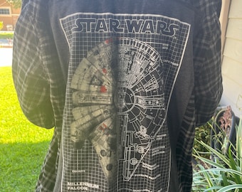 Pop Culture Flannel Shirt upcycled one of a kind unisex XL