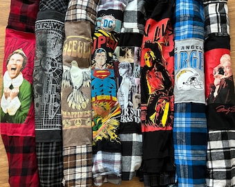 Create your own custom Flannel one of a kind upcycled Flannel Shirt.  Bands, Sports Teams, Colleges, Pop Culture, Holiday, & more  pick size