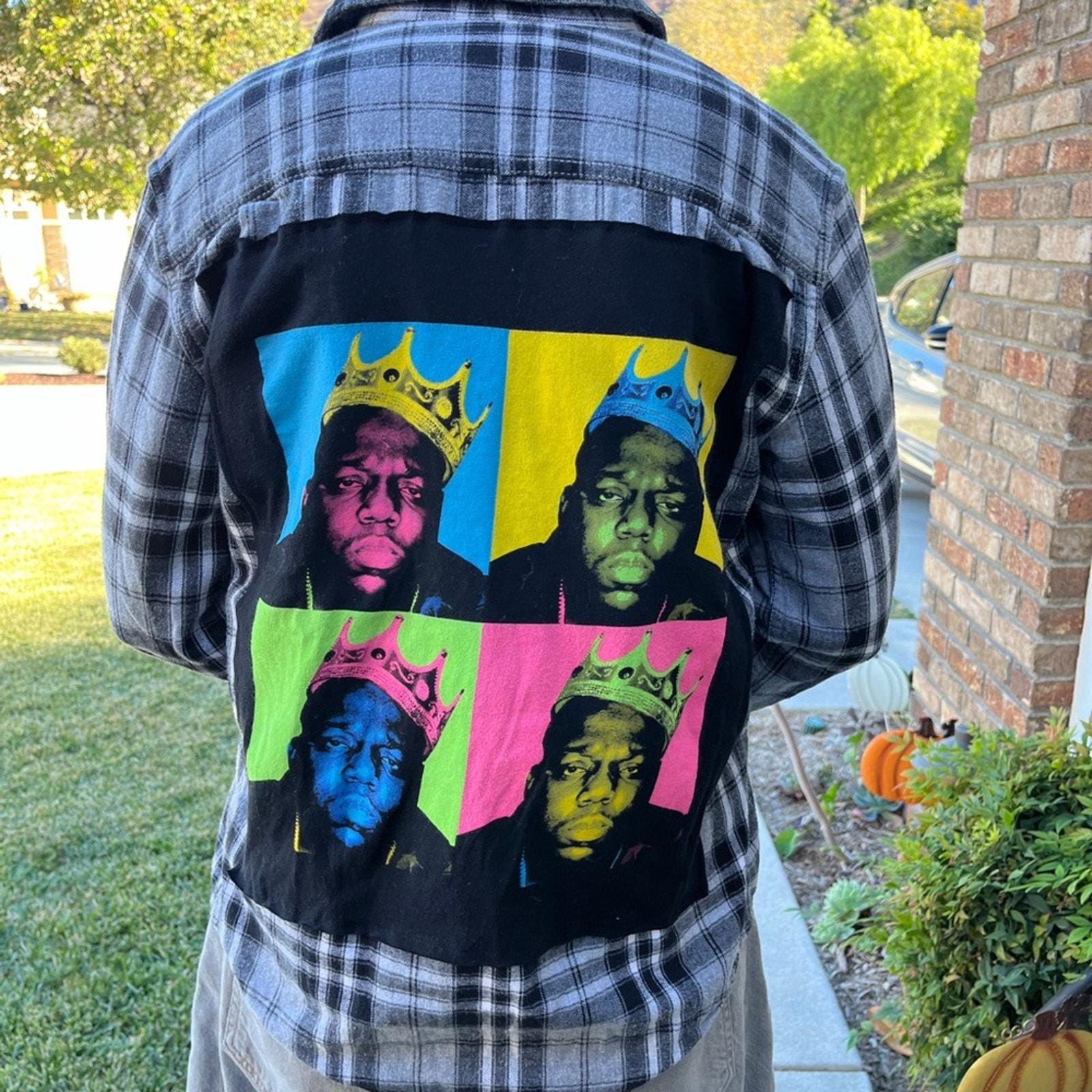 Notorious Big - B.I.G. Flannel Shirt Upcycled Unisex Size Small S