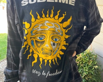 Sublime Flannel Shirt / Sweatshirt upcycled one of a kind unisex one size