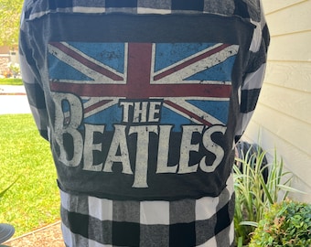 The Beatles upcycled - one of a Kind flannel Shirt Men&#39;s / unisex XL
