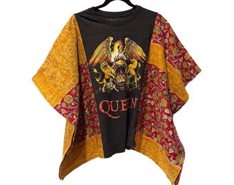 Queen Upcycled Kantha Tunic Top Shirt OS Handmade Bohemian Hippie