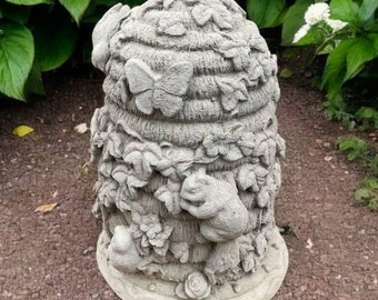Concrete beehive decoration, Outdoor statue, Beehive garden art, Large beehive sculpture, Stone home decor, Bee figurine