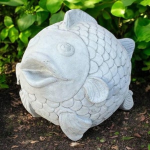 Concrete fish sculpture, Garden sea decoration, Home stone fish figure, Realistic sea animal statue, Outside fish ornament, Backyard sea art