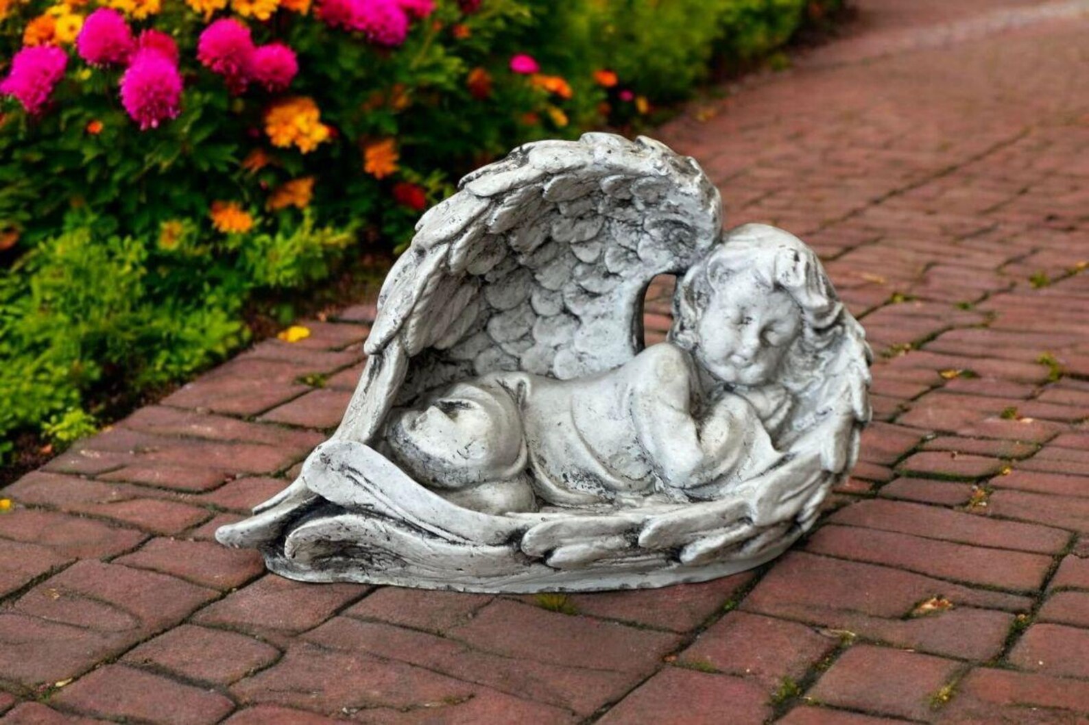 Baby Angel Sculpture, Garden Religious Art, Stone Cherub Decoration ...